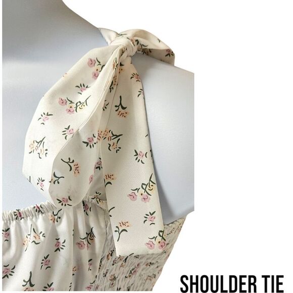 70/21 Floral Mini Dress with Bow Straps Size L - Picture 5 of 16